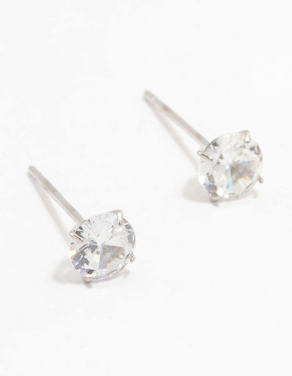 Waterproof Stainless Steel Cubic Zirconia Stud Earrings 5 MM