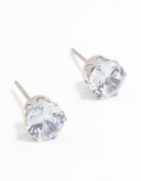 Waterproof Stainless Steel Cubic Zirconia Stud Earrings 7 MM - link has visual effect only