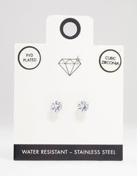 Waterproof Stainless Steel Cubic Zirconia Stud Earrings 7 MM - link has visual effect only