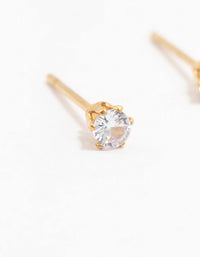 Gold Plated Stainless Steel Cubic Zirconia Stud Earrings 3 MM - link has visual effect only