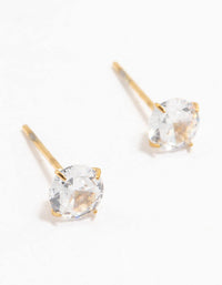 Gold Plated Stainless Steel Cubic Zirconia Stud Earrings 5 MM - link has visual effect only