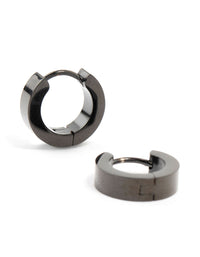 Waterproof Black Coated  Stainless Steel Wide Huggie Earrings - link has visual effect only