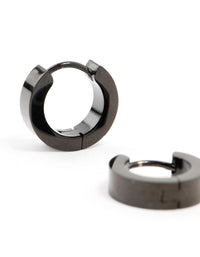 Waterproof Black Coated  Stainless Steel Wide Huggie Earrings - link has visual effect only