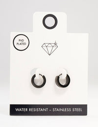 Waterproof Black Coated  Stainless Steel Wide Huggie Earrings - link has visual effect only