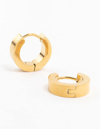 Waterproof Gold Plated Stainless Steel Wide Huggie Earrings - link has visual effect only