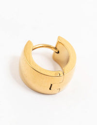 Waterproof Gold Plated Stainless Steel Wide Round Huggie Earrings - link has visual effect only