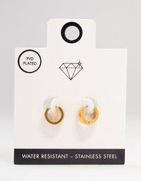 Waterproof Gold Plated Stainless Steel Wide Round Huggie Earrings - link has visual effect only