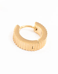 Waterproof Gold Plated Stainless Steel Ribbed Wide Huggie Earrings - link has visual effect only