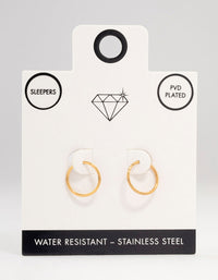 Gold Plated Stainless Steel Sleeper Earrings 12 MM - link has visual effect only