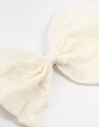 Small Cream Ruffle Fabric Bow Clip - link has visual effect only