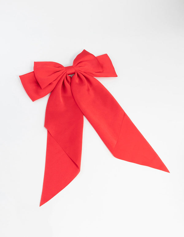 Red Fabric Drop Bow Clip