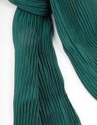 Pleated Green Satin Fabric Scarf - link has visual effect only