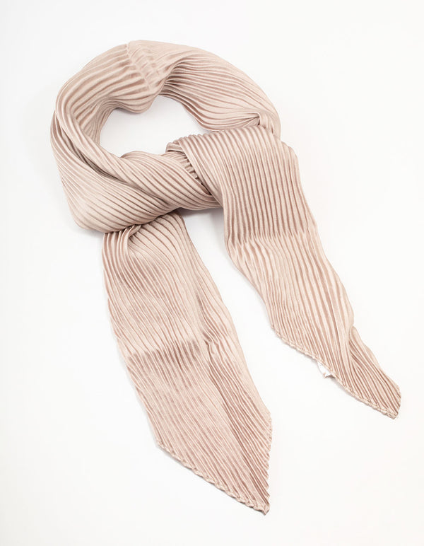 Pleated Rose Satin Fabric Scarf