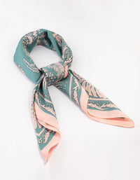 Pink & Blue Forest Print Satin Fabric Scarf - link has visual effect only