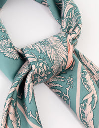 Pink & Blue Forest Print Satin Fabric Scarf - link has visual effect only