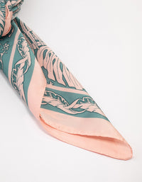 Pink & Blue Forest Print Satin Fabric Scarf - link has visual effect only