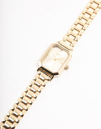 Gold Rectangle Cut Corner Watch - link has visual effect only