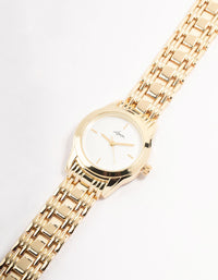 Gold Round White Detailing Watch - link has visual effect only