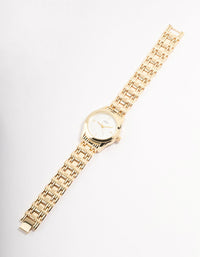 Gold Round White Detailing Watch - link has visual effect only