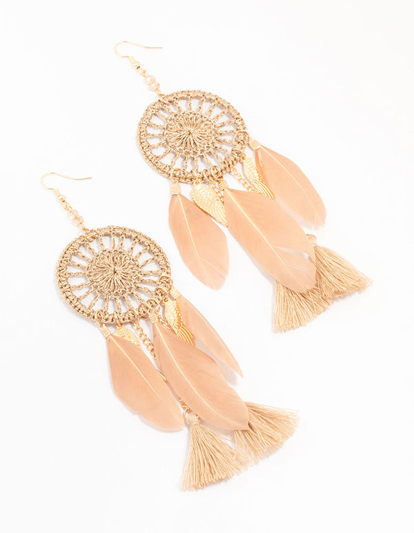 Dreamcatcher Feather Drop Earrings