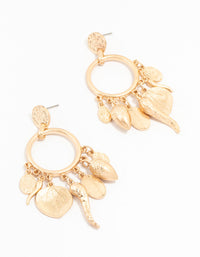 Mixed Gold Long Leaf Drop Earrings - link has visual effect only