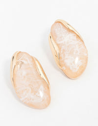 Marble Oval Disc Drop Earrings - link has visual effect only