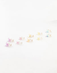 Kids Holographic Butterfly Silver Clip On Earrings 5-Pack - link has visual effect only