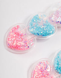 Kids Colourful Heart Glitter Shaker Hair Clips 2-Pack - link has visual effect only