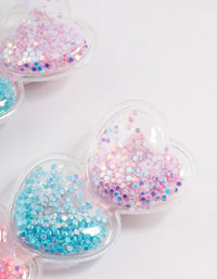 Kids Colourful Heart Glitter Shaker Hair Clips 2-Pack - link has visual effect only