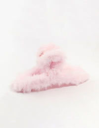 Kids Pink Fluffy Hair Claw Clip - link has visual effect only