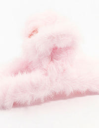 Kids Pink Fluffy Hair Claw Clip - link has visual effect only