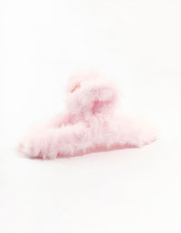 Kids Pink Fluffy Hair Claw Clip - link has visual effect only