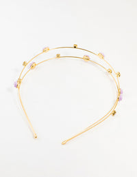 Kids Gold Diamante Velvet Flower 2 Row Headband - link has visual effect only