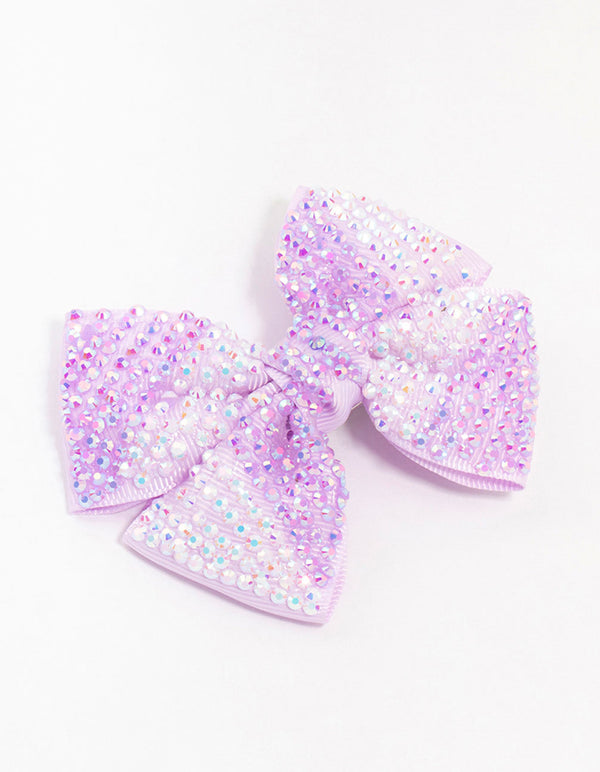 Kids Mixed Purple Bow Clip