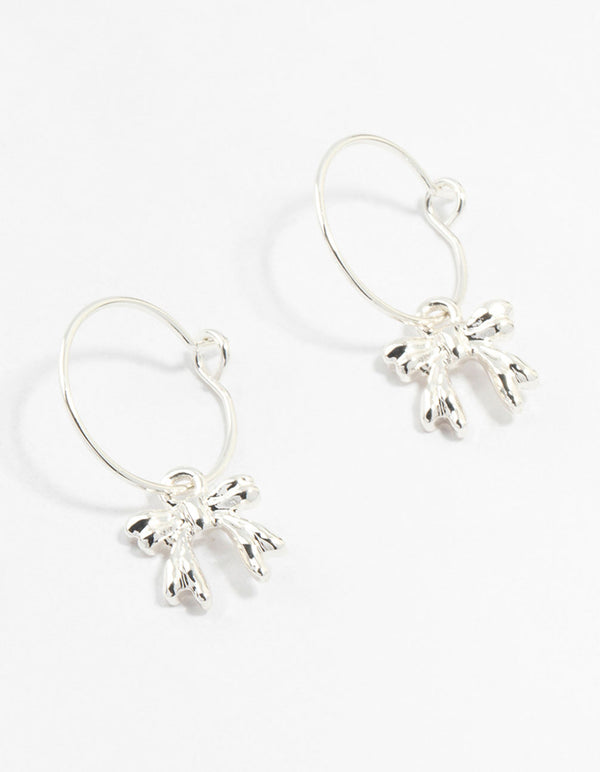 Silver Bow Hoop Earrings