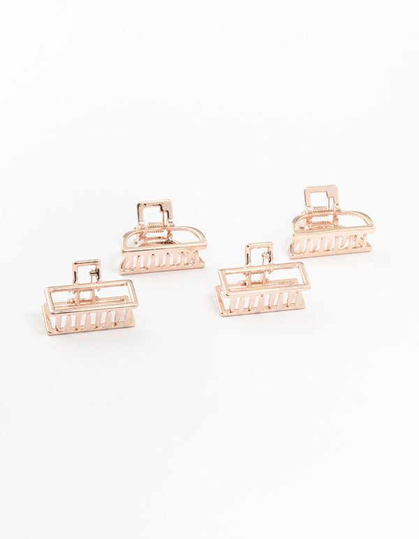 Rose Gold Mixed shape Mini Claw Clips 4-Pack