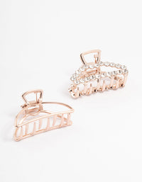 Rose Gold Diamante Claw Clip 2-Pack - link has visual effect only