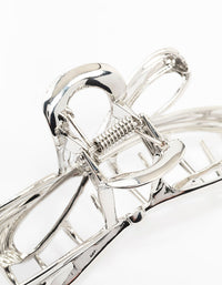 Rhodium Cross Over Bow Claw Clip - link has visual effect only