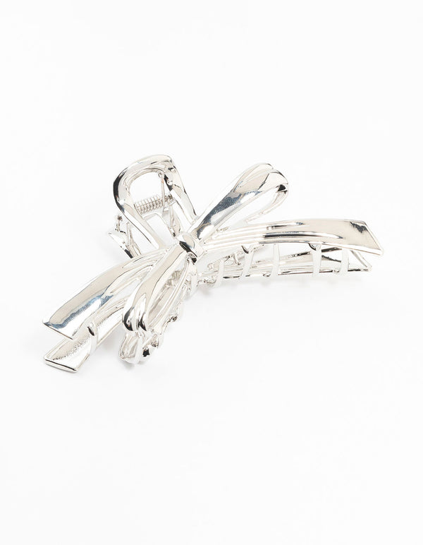 Rhodium Cross Over Bow Claw Clip