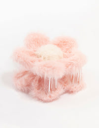 Pink Faux Fur Daisy Claw Clip - link has visual effect only