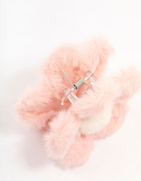 Pink Faux Fur Daisy Claw Clip - link has visual effect only