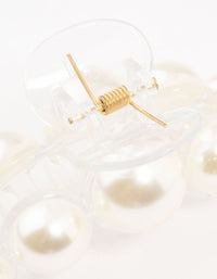 White Plastic Carved Graduating Pearl Claw Clip - link has visual effect only