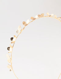 Small Gold Flower Butterfly Headband - link has visual effect only