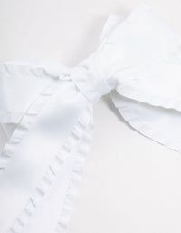 White Double Ruffle Fabric Bow - link has visual effect only