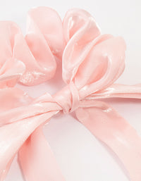 Pink Chiffon Fabric Long Bow Scrunchie - link has visual effect only