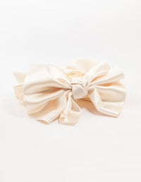 Large Cream Fabric Knotted Bow Clip - link has visual effect only