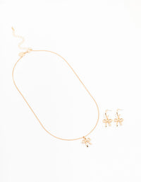 Lovely Gold Bow Necklace & Earring Set - link has visual effect only