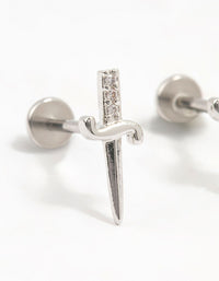 Surgical Steel Dainty Dagger Flat Back 2-Pack - link has visual effect only