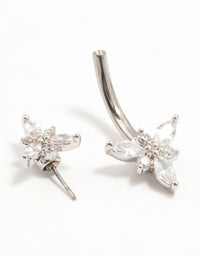 Titanium Double Pointy Flower Belly Bar - link has visual effect only