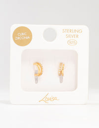 Gold Plated Sterling Silver Double Hoop Earrings - link has visual effect only